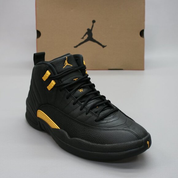 Nike Men\'s 8.5 Air Jordan 12 Retro Mid Black Taxi Gold Shoes Sneakers CT8014-071 main image 4